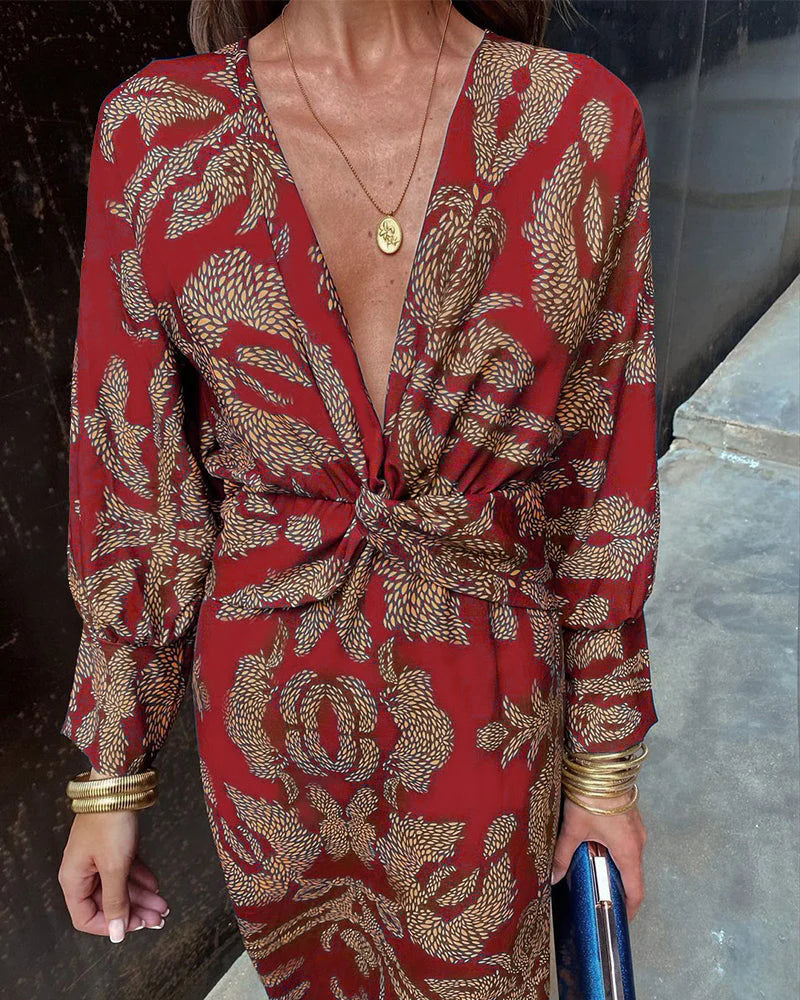 Dineke - Vestido elegante con mangas largas y estampado floral