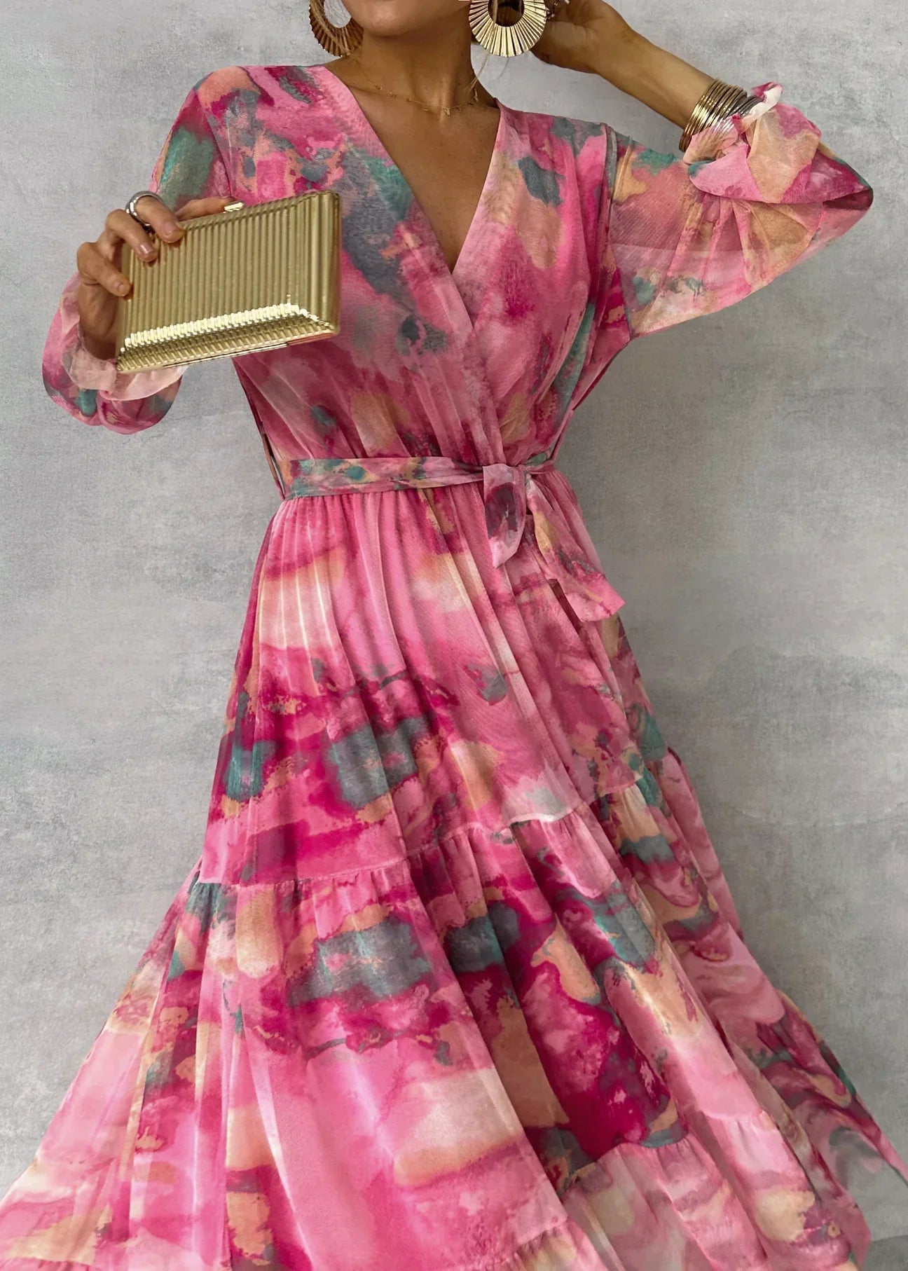 Vestido Cruzado con Estampado Floral